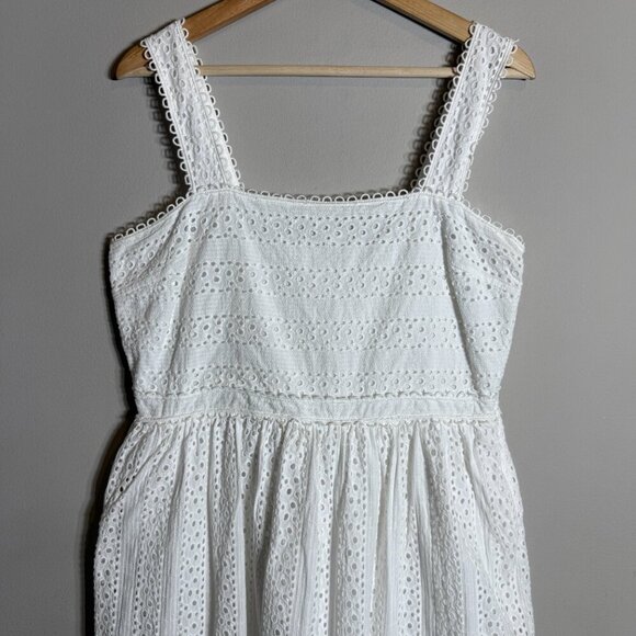Chelsea & Violet Lace Eyelet Smocked Midi Dress Women's Large White Cottagecore - Picture 5 of 14